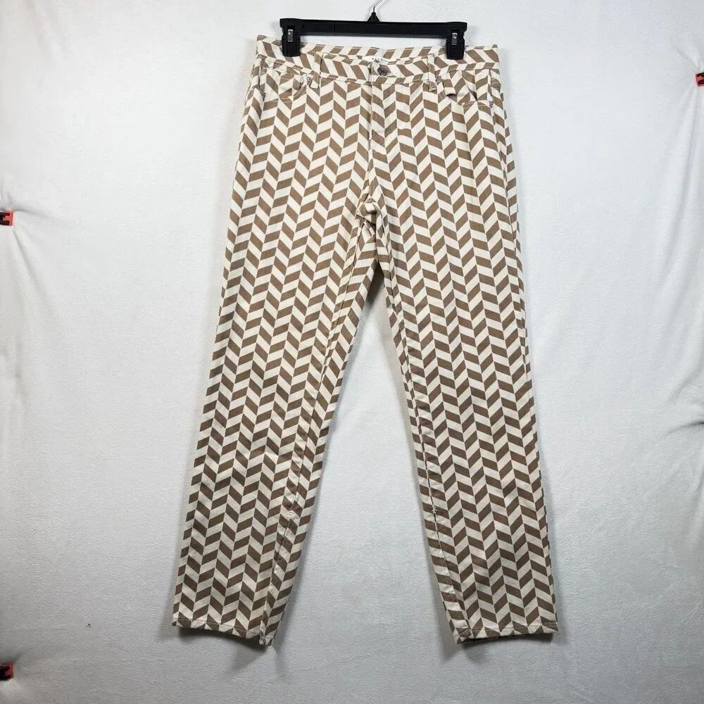 PacSun Chevron Print Jeans Womens 28 Low Rise Straight Button Fly Cuff Vent